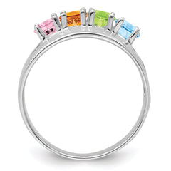 Sterling Silver Rhodium-plated Synthetic 4 Stone Mother's Ring - 51