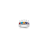 Sterling Silver Rhodium-plated Synthetic 5 Stone Mother's Ring - 33