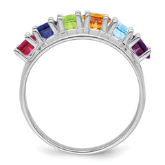 14k White Gold Synthetic Family Jewelry Ring - 53