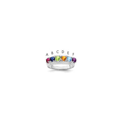 Sterling Silver Rhodium-plated Synthetic 6 Stone Mother's Ring - 3