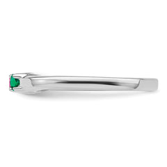 Sterling Silver Rhodium-plated Synthetic 2 Stone Mother's Ring - 77