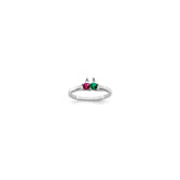 14k White Gold Genuine 2 Stone Mother's Ring - 6