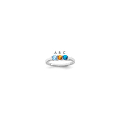 Sterling Silver Rhodium-plated Synthetic 3 Stone Mother's Ring - 4