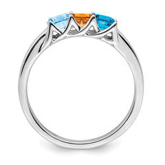 Sterling Silver Rhodium-plated Synthetic 3 Stone Mother's Ring - 86