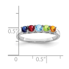 Sterling Silver Rhodium-plated Synthetic 5 Stone Mother's Ring - 50