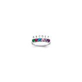 Sterling Silver Rhodium-plated Synthetic 6 Stone Mother's Ring - 10