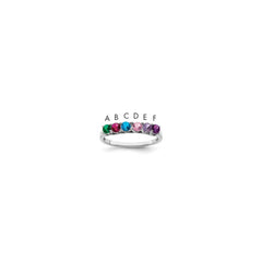 Sterling Silver Rhodium-plated Synthetic 6 Stone Mother's Ring - 10