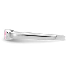 Sterling Silver Rhodium-plated Synthetic 2 Stone Mother's Ring - 88