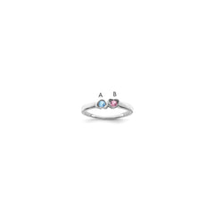14k White Gold Genuine 2 Stone Mother's Ring - 7