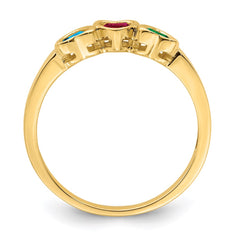 14k Genuine 3 Stone Mother's Ring - 7