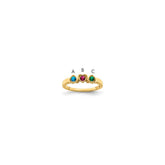 14k Genuine 3 Stone Mother's Ring - 7