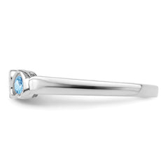 Sterling Silver Rhodium-plated Synthetic 3 Stone Mother's Ring - 114