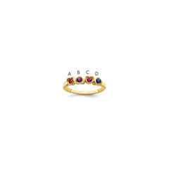 14k Genuine 4 Stone Mother's Ring - 16