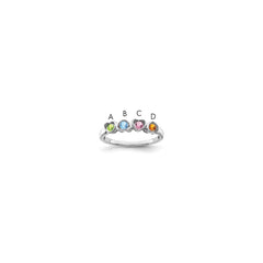 Sterling Silver Rhodium-plated Synthetic 4 Stone Mother's Ring - 82