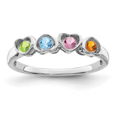 Sterling Silver Rhodium-plated Synthetic 4 Stone Mother's Ring - 22