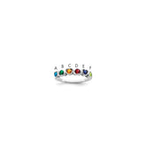 Sterling Silver Rhodium-plated Synthetic 6 Stone Mother's Ring - 44