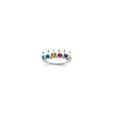 Sterling Silver Rhodium-plated Synthetic 6 Stone Mother's Ring - 6