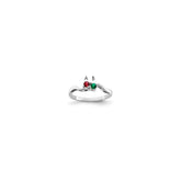 Sterling Silver Rhodium-plated Synthetic 2 Stone Mother's Ring - 40