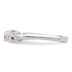 Sterling Silver Rhodium-plated Synthetic 3 Stone Mother's Ring - 15