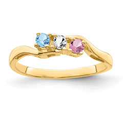 14k Genuine 3 Stone Mother's Ring - 3