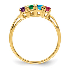 14k Genuine 4 Stone Mother's Ring - 6