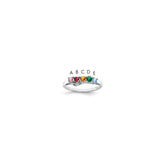 Sterling Silver Rhodium-plated Synthetic 5 Stone Mother's Ring - 17
