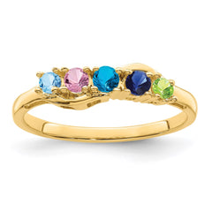 14k Genuine 5 Stone Mother's Ring - 2