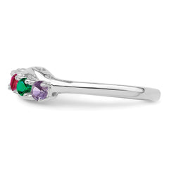 Sterling Silver Rhodium-plated Synthetic 6 Stone Mother's Ring - 46