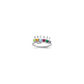 Sterling Silver Rhodium-plated Synthetic 6 Stone Mother's Ring - 46
