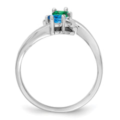 Sterling Silver Rhodium-plated Imitation and Diamond Couple Ring - 20