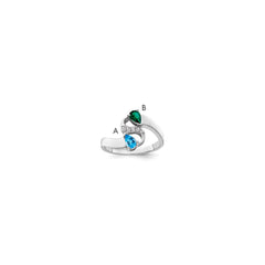 Sterling Silver Rhodium-plated Imitation and Diamond Couple Ring - 20