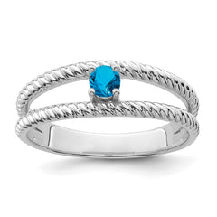 14k White Gold Genuine 1 Stone Mother's Ring - 3