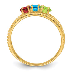 14k Genuine 3 Stone Mother's Ring - 4