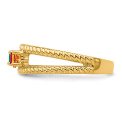 14k Genuine 3 Stone Mother's Ring - 4