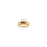 14k Genuine 3 Stone Mother's Ring - 4