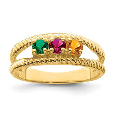 14k Genuine 3 Stone Mother's Ring - 4