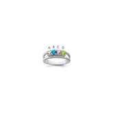 Sterling Silver Rhodium-plated Synthetic 4 Stone Mother's Ring - 61