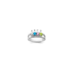 14k White Gold Synthetic Family Jewelry Ring - 82