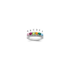 14k White Gold Synthetic Family Jewelry Ring - 52