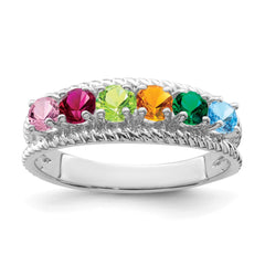 Sterling Silver Rhodium-plated Family Jewelry Ring - 142