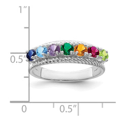 Sterling Silver Rhodium-plated Family Jewelry Ring - 80