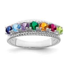 Sterling Silver Rhodium-plated Family Jewelry Ring - 96