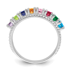 Sterling Silver Rhodium-plated Family Jewelry Ring - 97