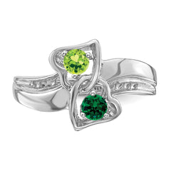 Sterling Silver Rhodium-plated Imitation and Diamond Couple Ring - 12