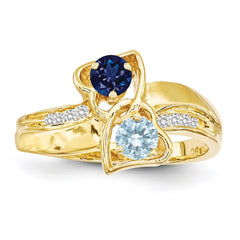 10k Synthetic Family Jewelry Ring - 9