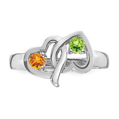 Sterling Silver Rhodium-plated Synthetic 2 Stone Mother's Ring - 106