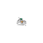 Sterling Silver Rhodium-plated Imitation and Diamond Couple Ring - 17