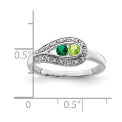 14K White Gold Family Jewelry Genuine Stone & Diamond Set Ring - 45