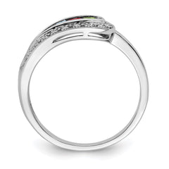 14K White Gold Family Jewelry Genuine Stone & Diamond Set Ring - 38