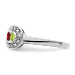 14K White Gold Family Jewelry Genuine Stone & Diamond Set Ring - 38